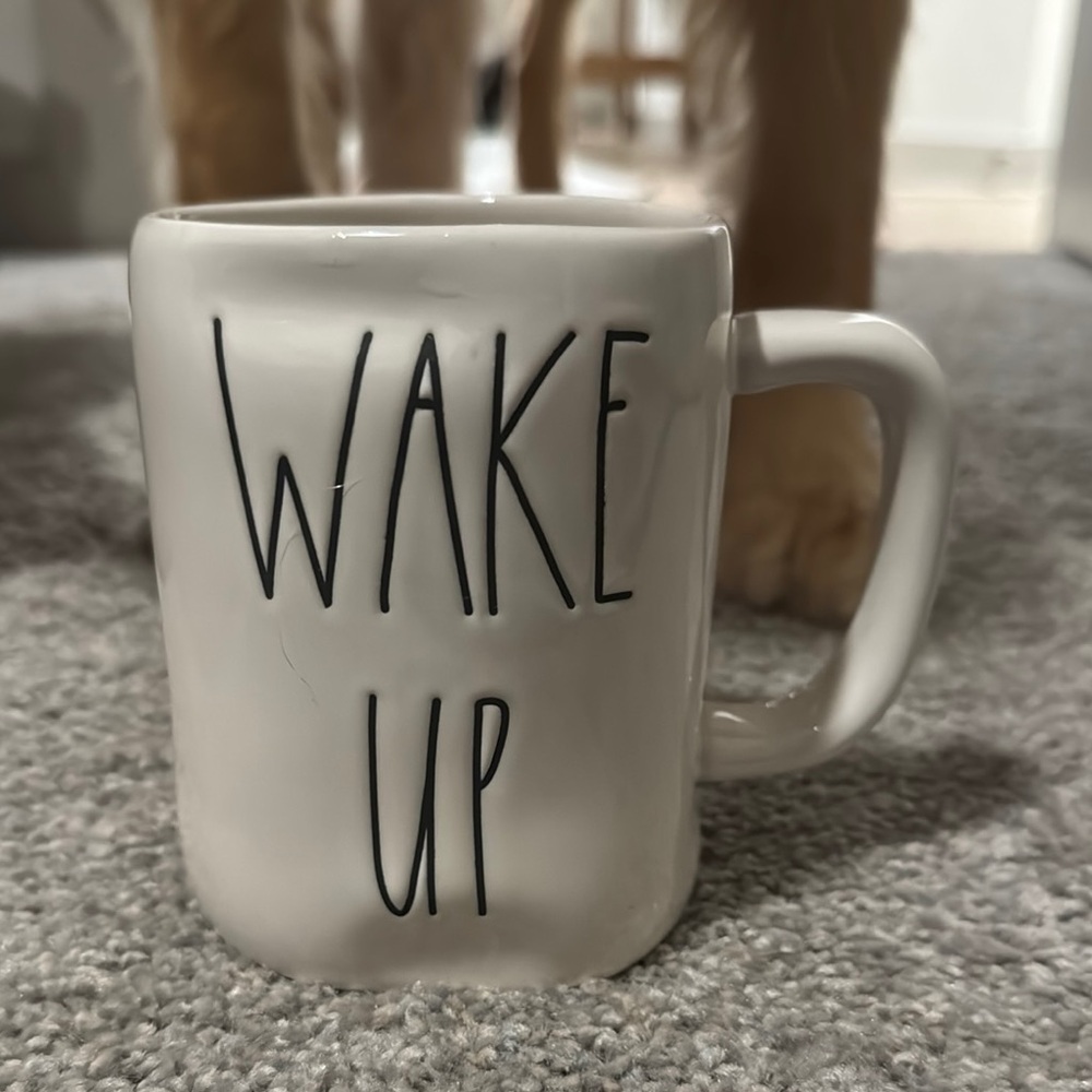 Rae Dunn - White Ceramic Wake Up Mug